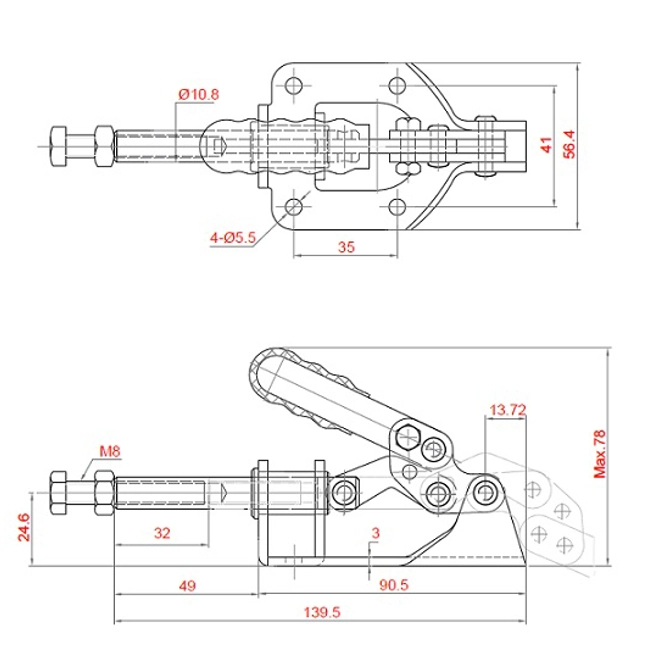 Vendita online Bloccaggio a spinta spintore 32 mm. 140 Kg. INOX